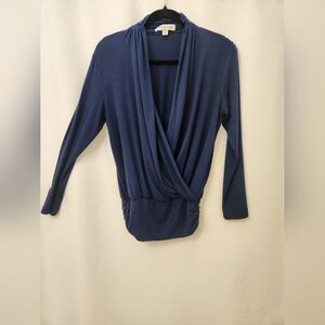 Amour Vert Draped Surplice Long Sleeve Top – XXS